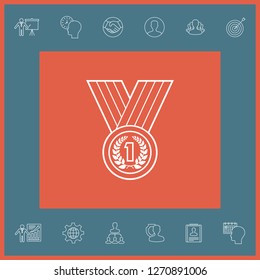 Medal with Laurel wreath. Line icon. Graphic elements for your design