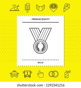 Medal with Laurel wreath, line icon. Graphic elements for your design