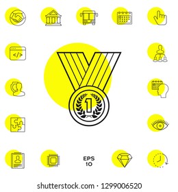 Medal with Laurel wreath. Line icon. Graphic elements for your design