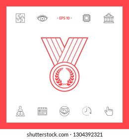 Medal with Laurel wreath, line icon. Graphic elements for your design