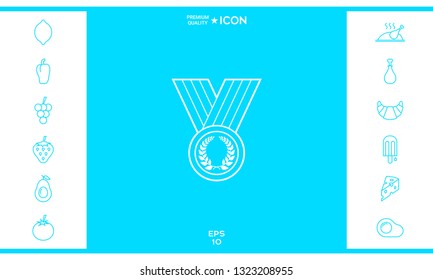 Medal with Laurel wreath, line icon. Graphic elements for your design