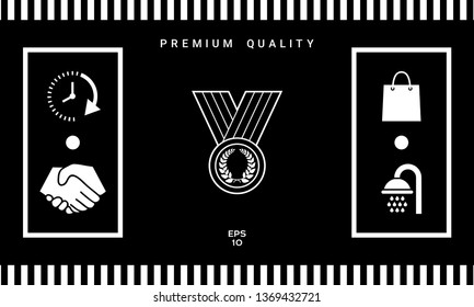 Medal with Laurel wreath, line icon. Graphic elements for your design