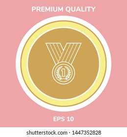 Medal with Laurel wreath. Line icon. Graphic elements for your design