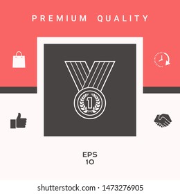 Medal with Laurel wreath. Line icon. Graphic elements for your design