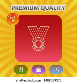 Medal with Laurel wreath, line icon. Graphic elements for your design