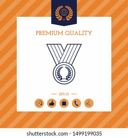 Medal with Laurel wreath, line icon. Graphic elements for your design