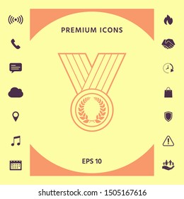 Medal with Laurel wreath, line icon. Graphic elements for your design