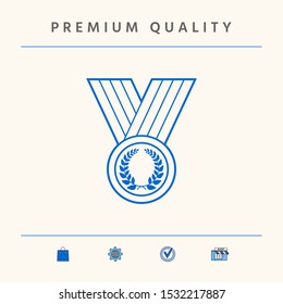 Medal with Laurel wreath, line icon. Graphic elements for your design