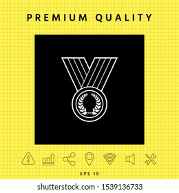 Medal with Laurel wreath, line icon. Graphic elements for your design