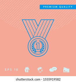Medal with Laurel wreath. Line icon. Graphic elements for your design