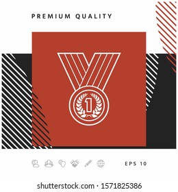 Medal with Laurel wreath. Line icon. Graphic elements for your design