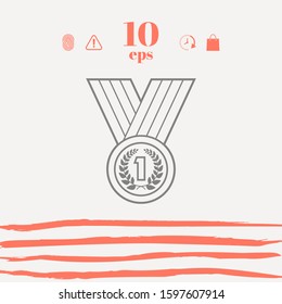 Medal with Laurel wreath. Line icon. Graphic elements for your design