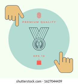 Medal with Laurel wreath. Line icon. Graphic elements for your design