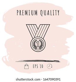 Medal with Laurel wreath. Line icon. Graphic elements for your design