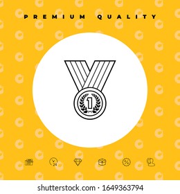 Medal with Laurel wreath. Line icon. Graphic elements for your design