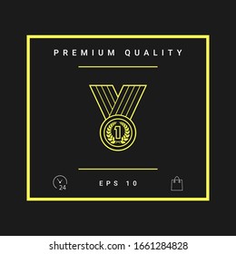 Medal with Laurel wreath. Line icon. Graphic elements for your design