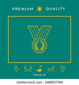 Medal with Laurel wreath, line icon. Graphic elements for your design