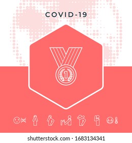 Medal with Laurel wreath. Line icon. Graphic elements for your design