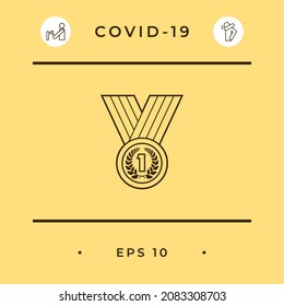 Medal with Laurel wreath. Line icon, elements for your design