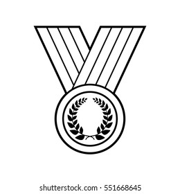 Medal with Laurel wreath, line icon