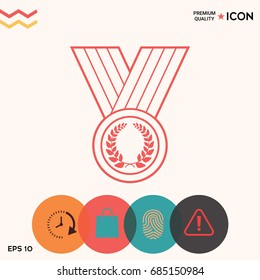 Medal with Laurel wreath, line icon