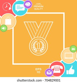 Medal with Laurel wreath. Line icon