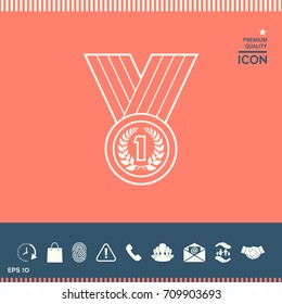 Medal with Laurel wreath. Line icon
