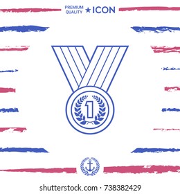 Medal with Laurel wreath. Line icon