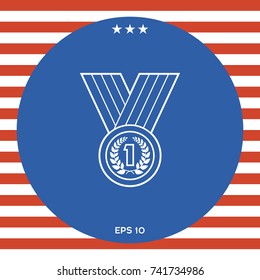 Medal with Laurel wreath. Line icon