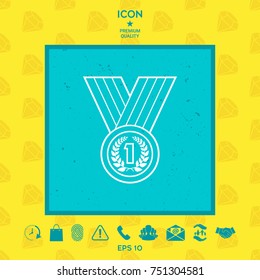 Medal with Laurel wreath. Line icon Medal with Laurel wreath. Line icon