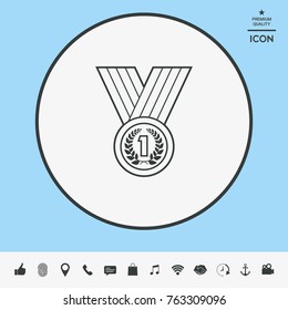 Medal with Laurel wreath. Line icon
