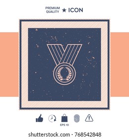 Medal with Laurel wreath, line icon