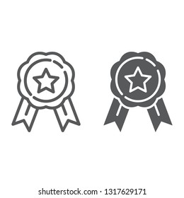 Medal line and glyph icon, award and achievement, badge sign, vector graphics, a linear pattern on a white background, eps 10.
