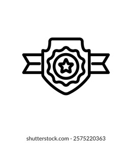 Medal line icon. Achievement icon. Medal icon isolated on white background. Transparent background, minimalist symbol. Vector images