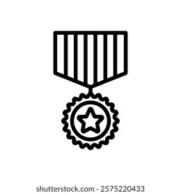 Medal line icon. Achievement icon. Medal icon isolated on white background. Transparent background, minimalist symbol. Vector images