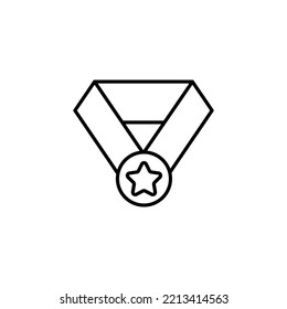 Medal line icon. Champion and award, prize symbol. logo. Outline design editable stroke. For yuor design. Stock - Vector illustration