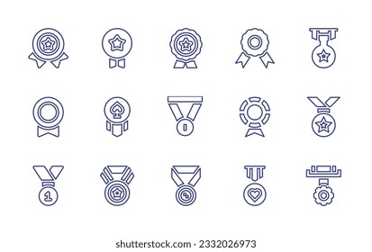 Medal line icon set. Editable stroke. Vector illustration. Containing awards, medal, award, badge. 