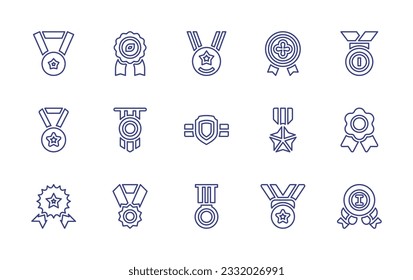 Medal line icon set. Editable stroke. Vector illustration. Containing medal, st place, bronze.
