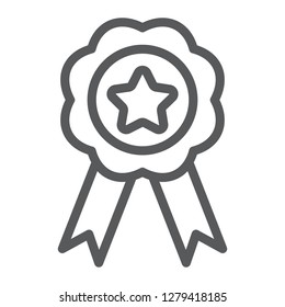 Medal line icon, sport and prize, award sign, vector graphics, a linear pattern on a white background.