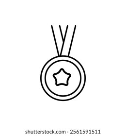 medal line icon, vector flat black linear illustration for web and app..eps