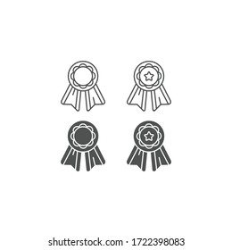 Línea de medalla e icono sólido. Premio campeón de logros, pictograma de estilo de contorno. Medalla de premio con estrella en la ilustración central aislada en blanco. Signo deportivo para concepto móvil o diseño web