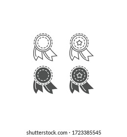 Medal line and solid icon. Achievement champion award, outline style pictogram. Award Medal with star in center illustration isolated on white. Sport sign for mobile concept or web design.