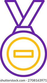 Diseño de icono de Vector de dos colores de línea de medalla