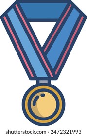 medal linear color vector illustration