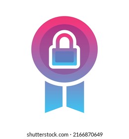 medal lock logo gradient design template icon