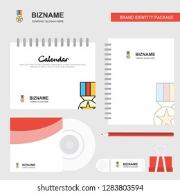 Medal Logo, Calendar Template, CD Cover, Diary and USB Brand Stationary Package Design Vector Template