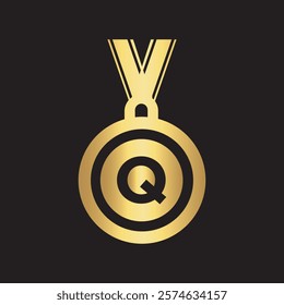 Medal Logo combine with letter Q vector template