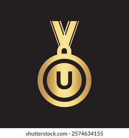 Medal Logo combine with letter U vector template