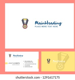 Medal  Logo design with Tagline & Front and Back Busienss Card Template. Vector Creative Design