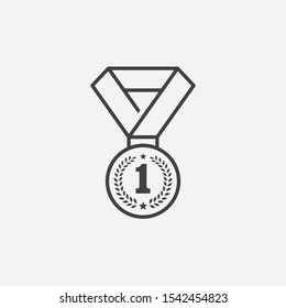 medal logo Template vector illustration icon design in linear style, medal for first place icon, medal flat icon illustration, champions medal icon illustration, award logo